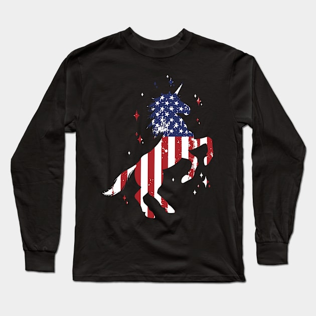 Americorn Unicorn 4th of July Long Sleeve T-Shirt by sumikoric